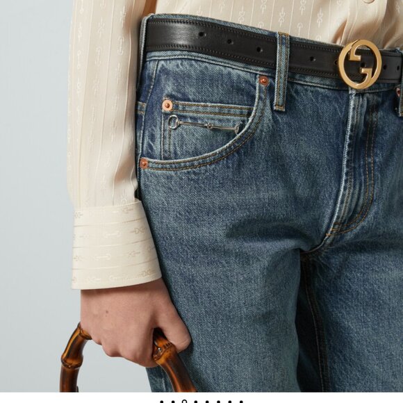 NEW Gucci Blue Straight Slim Leg Jeans Horsebit size 30 10US Denim - Picture 6 of 13